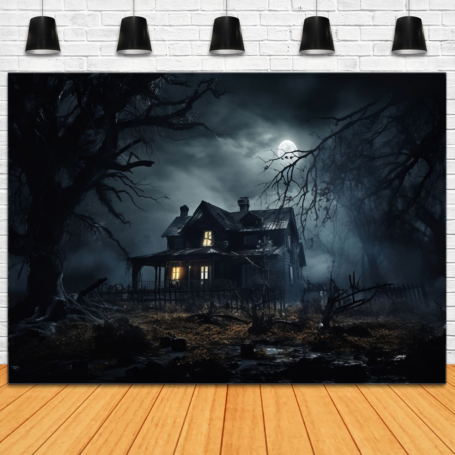 Halloween Dunkle Waldhütte Fotohintergrund RR7-59