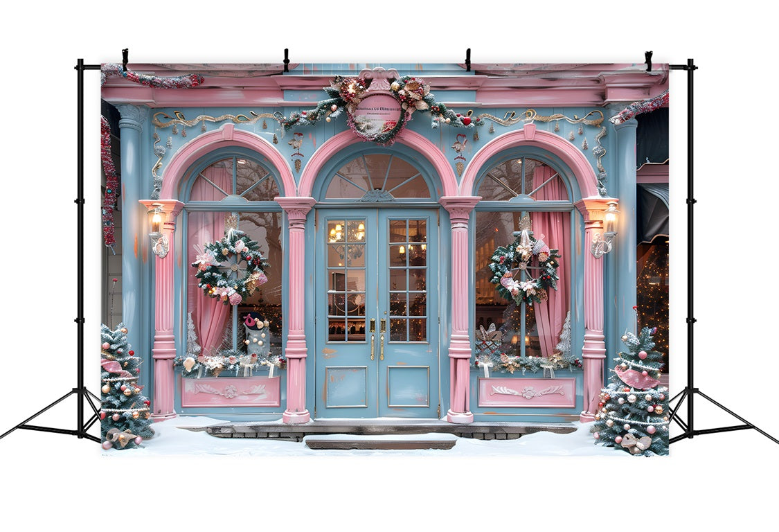 Weihnachtliche rosa und blaue Boutique Hintergrund RR7-605