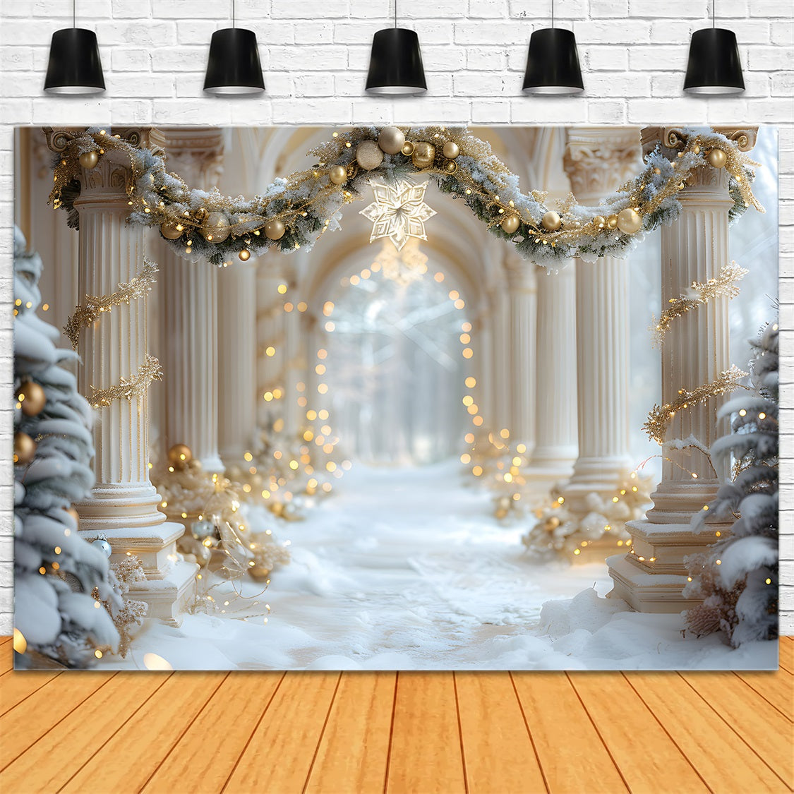 Weihnachten Winterpalast Walkway Hintergrund RR7-612