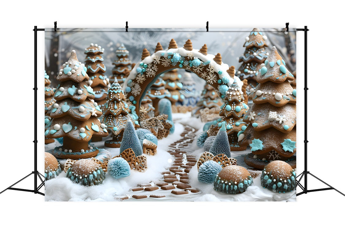 Weihnachtsbaum Lebkuchen Winterwunderland Weg Hintergrund RR7-617