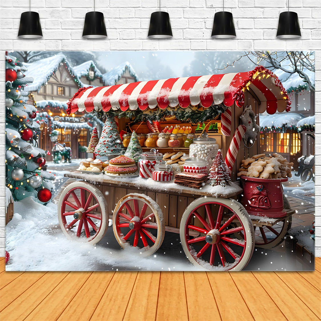 Weihnachtsmarkt Leckereien Wagen Hintergrund RR7-621