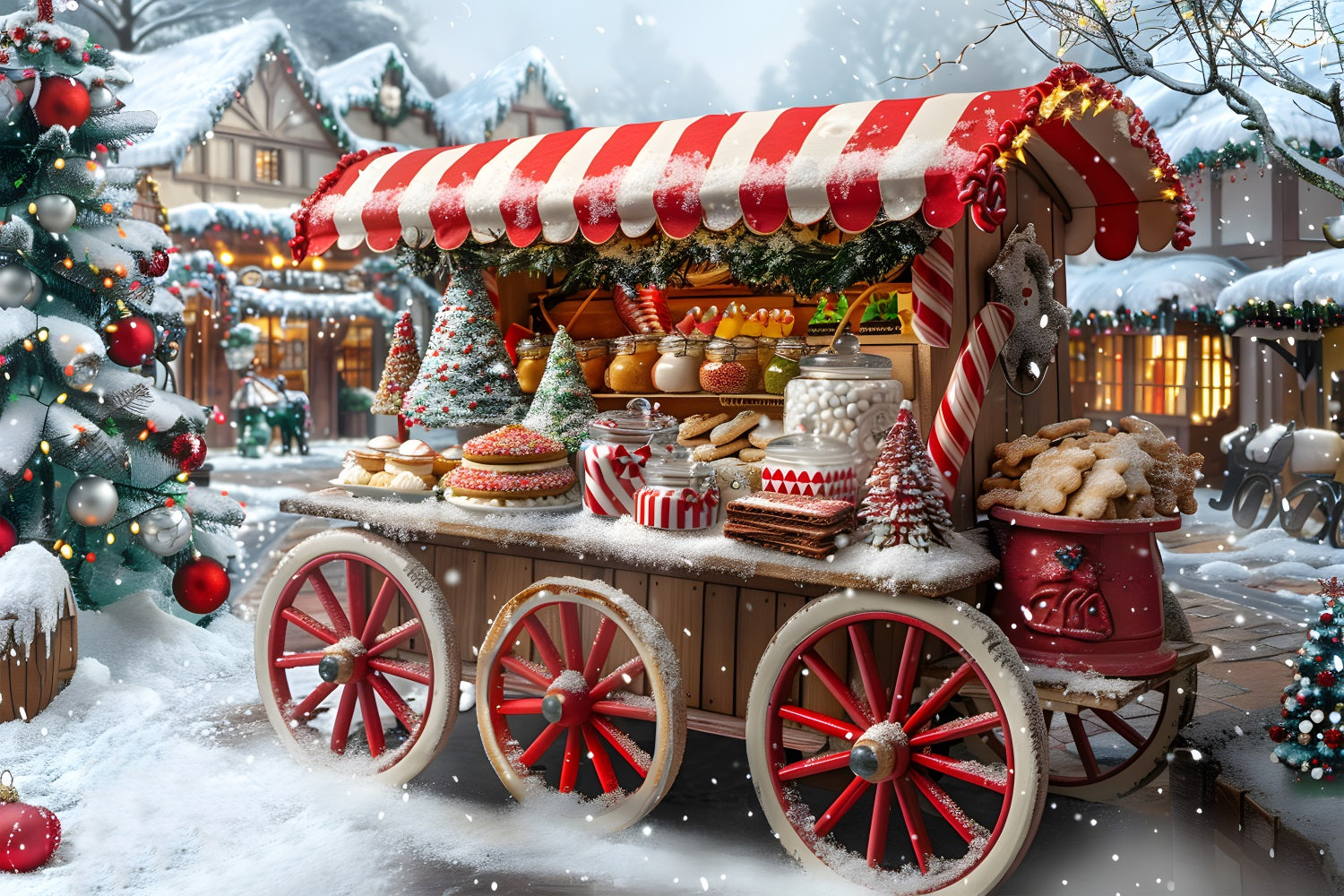 Weihnachtsmarkt Leckereien Wagen Hintergrund RR7-621