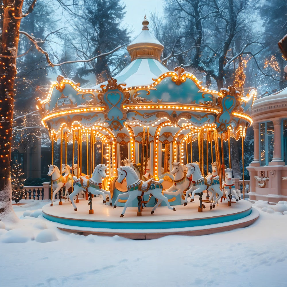 Weihnachtskarussell Verzaubertes Winterwunderland Hintergrund RR7-650