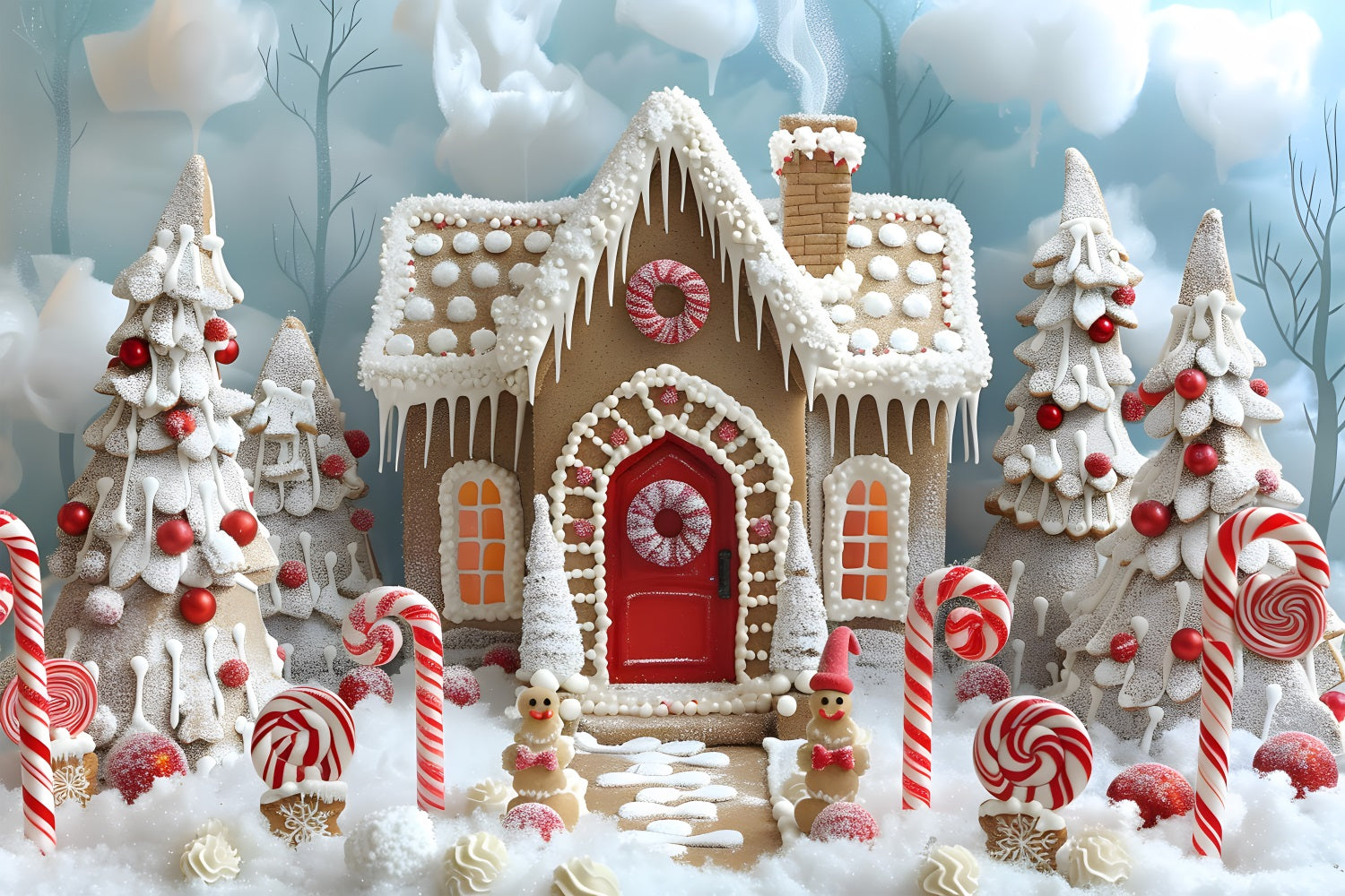 Weihnachts Lebkuchenhaus Candyland Hintergrund RR7-657