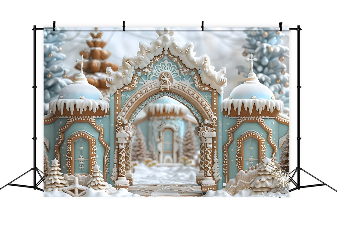 Weihnachts Lebkuchen Palast Torbogen Hintergrund RR7-660