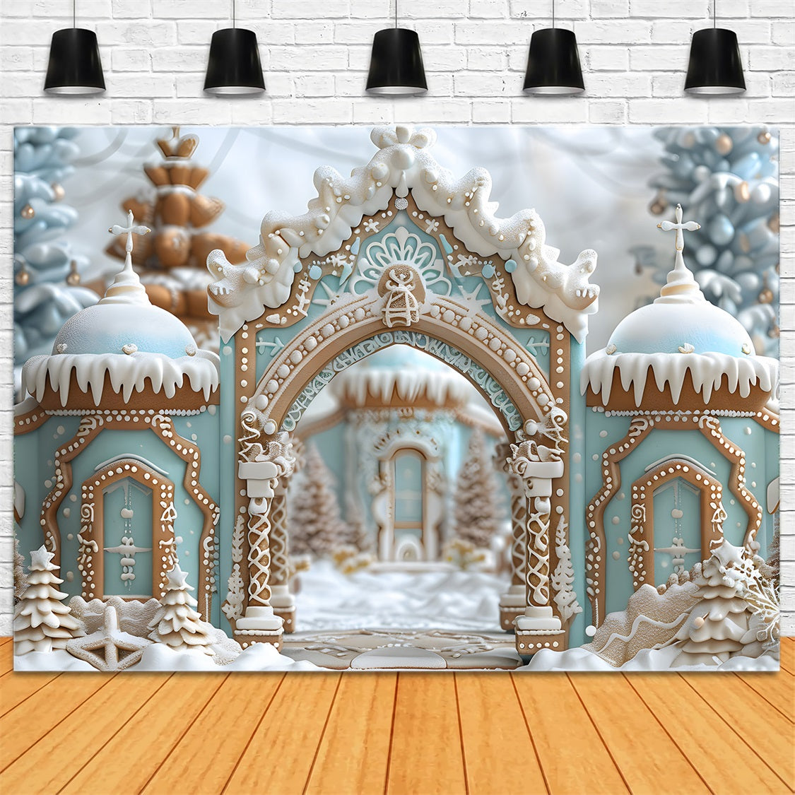 Weihnachts Lebkuchen Palast Torbogen Hintergrund RR7-660