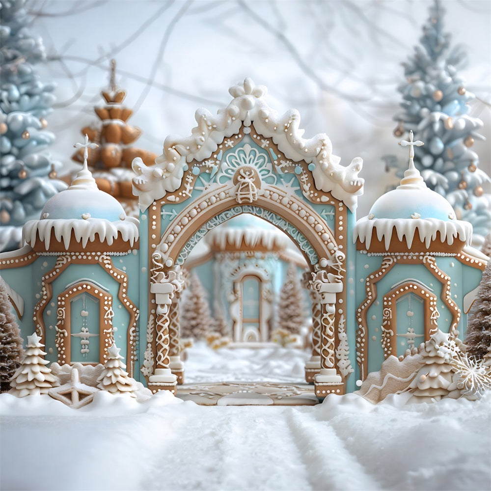 Weihnachts Lebkuchen Palast Torbogen Hintergrund RR7-660
