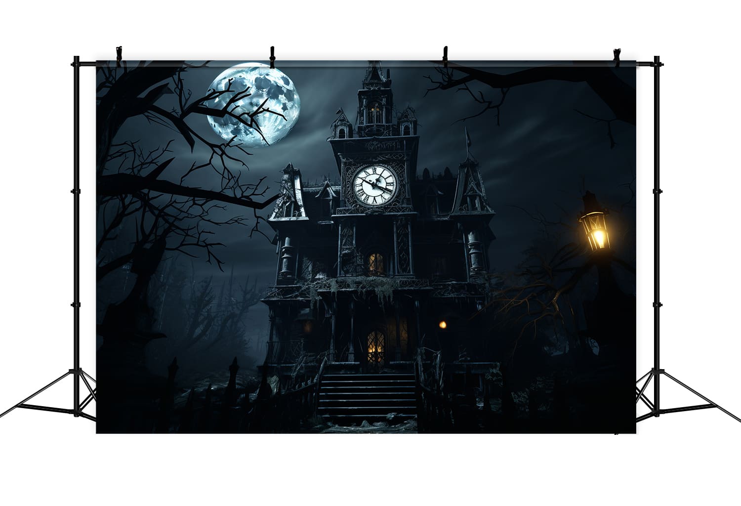 Halloween Mitternachtsmond Geistervilla Hintergrund RR7-67