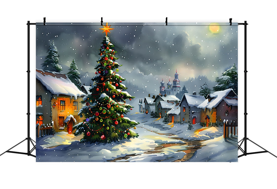 Weihnachtsabend auf dem Dorf Hintergrund RR7-671