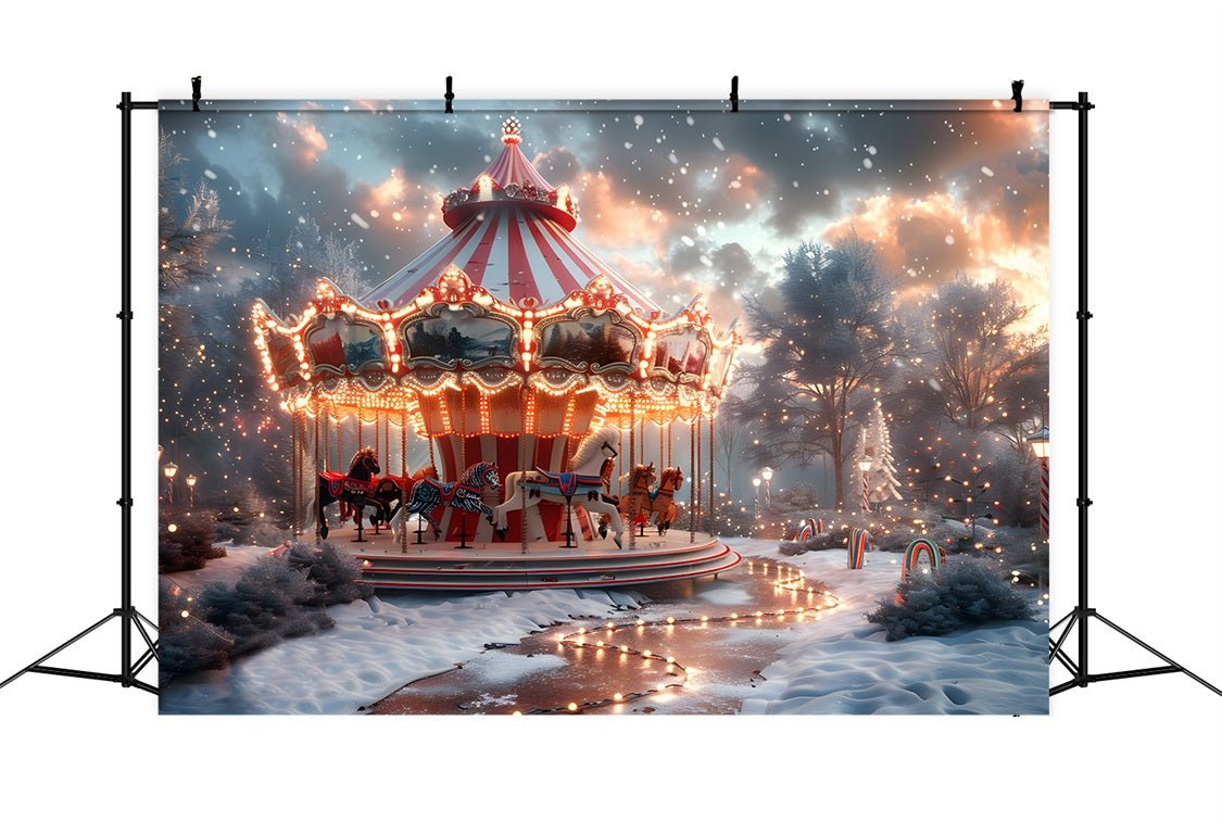 Weihnachtskarussell im Winterwunderland Hintergrund RR7-674