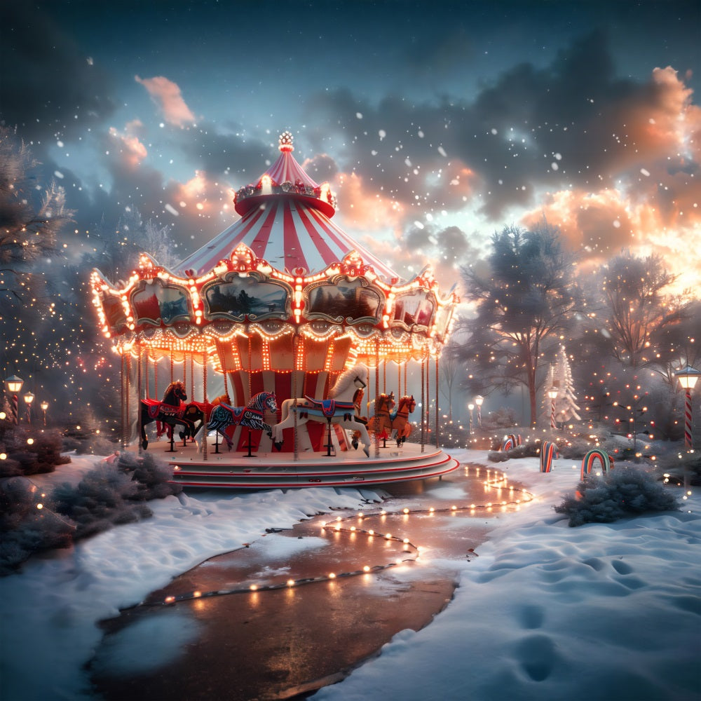 Weihnachtskarussell im Winterwunderland Hintergrund RR7-674