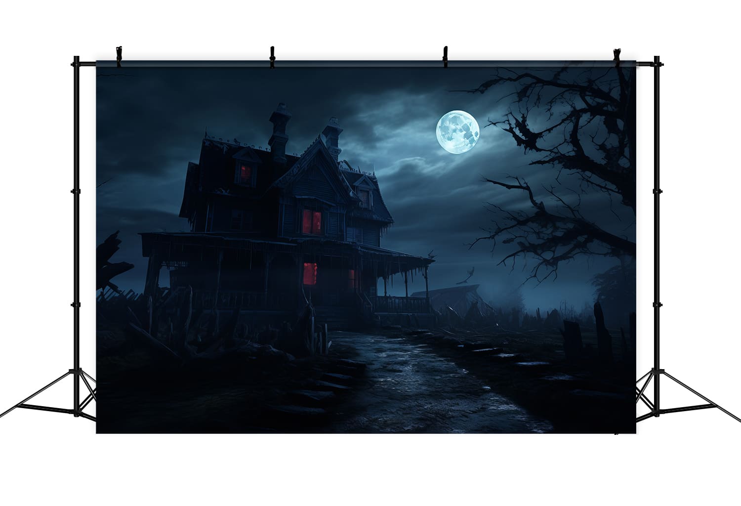 Halloween Nacht Gruselhaus Fotografie Hintergrund RR7-68