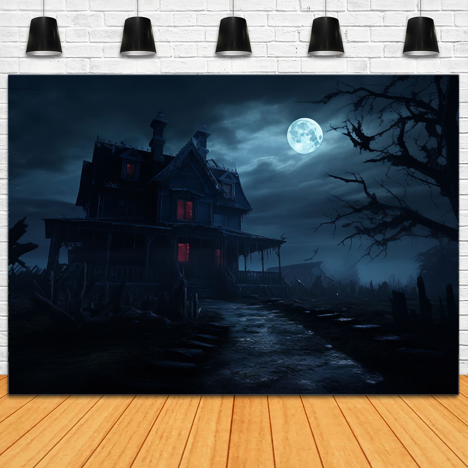 Halloween Nacht Gruselhaus Fotografie Hintergrund RR7-68
