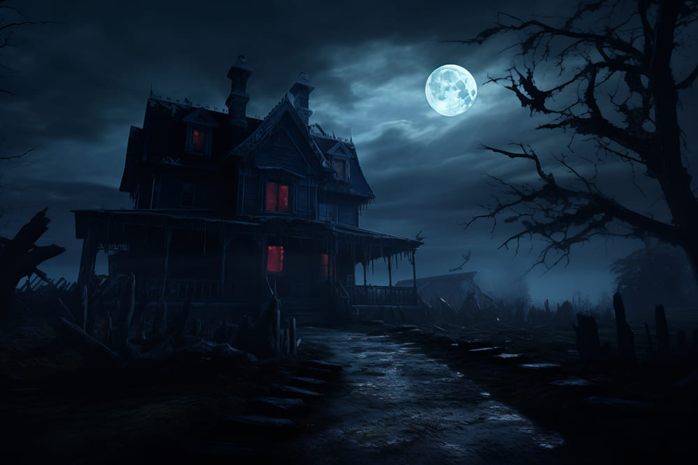 Halloween Nacht Gruselhaus Fotografie Hintergrund RR7-68