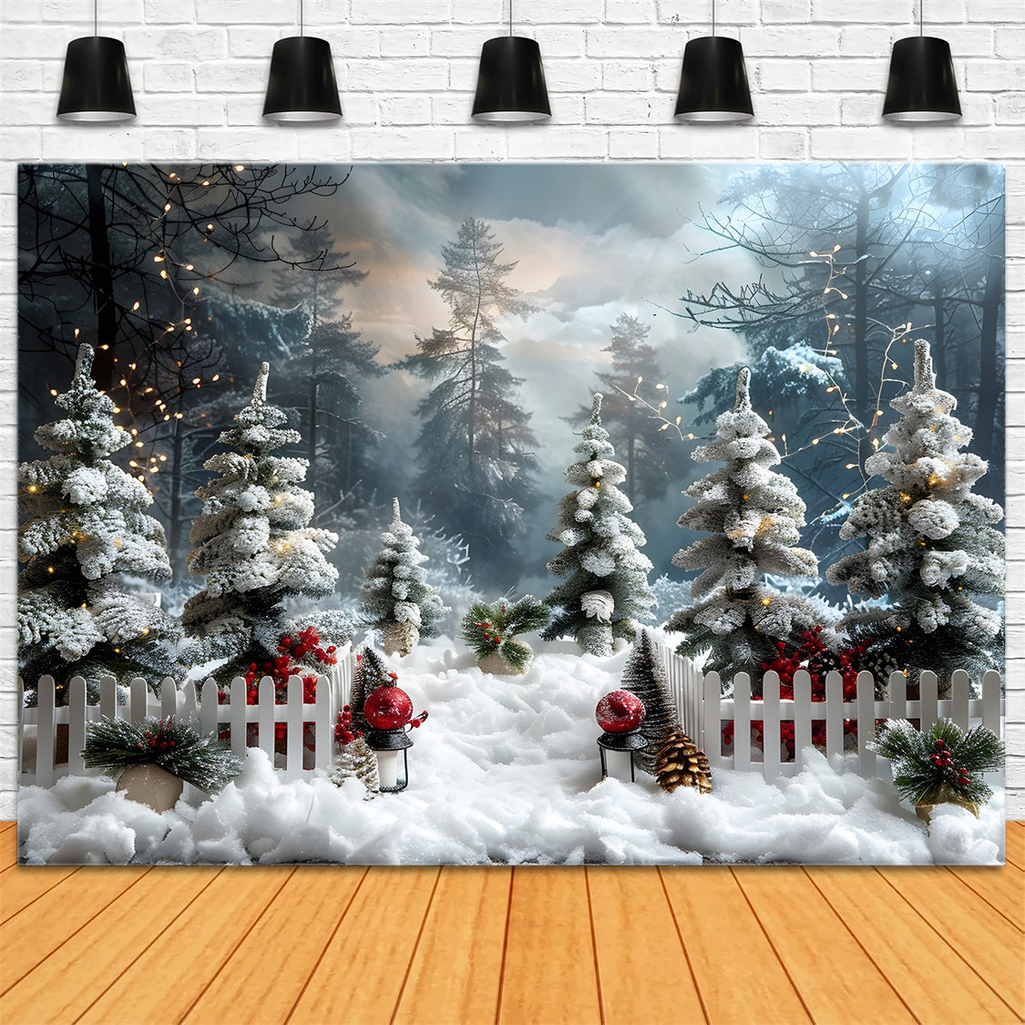 Weihnachtliche Winter Wald Wunderland Hintergrund RR7-706