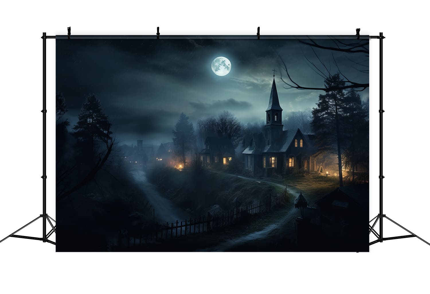 Gespenstischer Wald Geisterhaus Halloween Hintergrund RR7-71