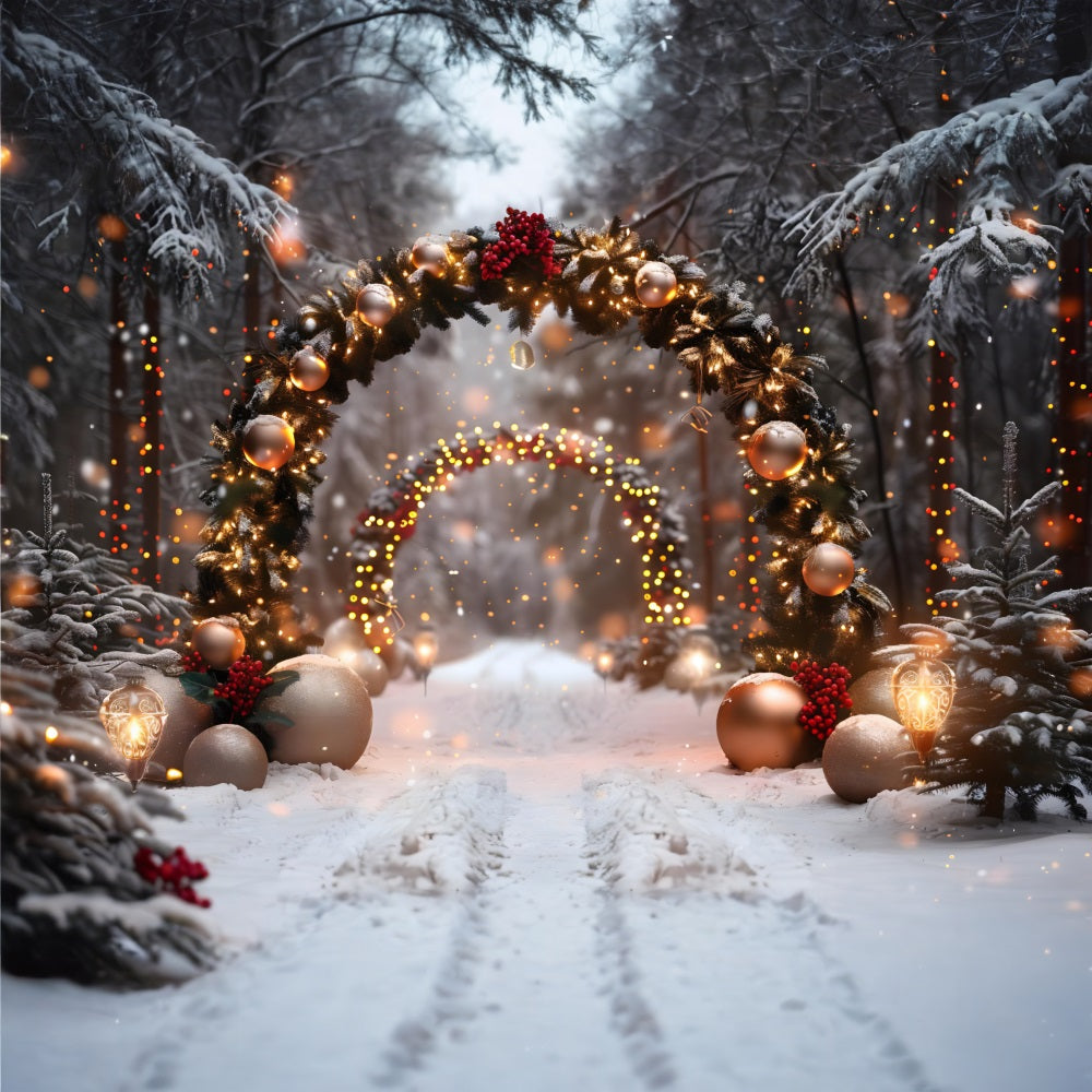 Weihnachtlich glitzernder Waldbogen Hintergrund RR7-710