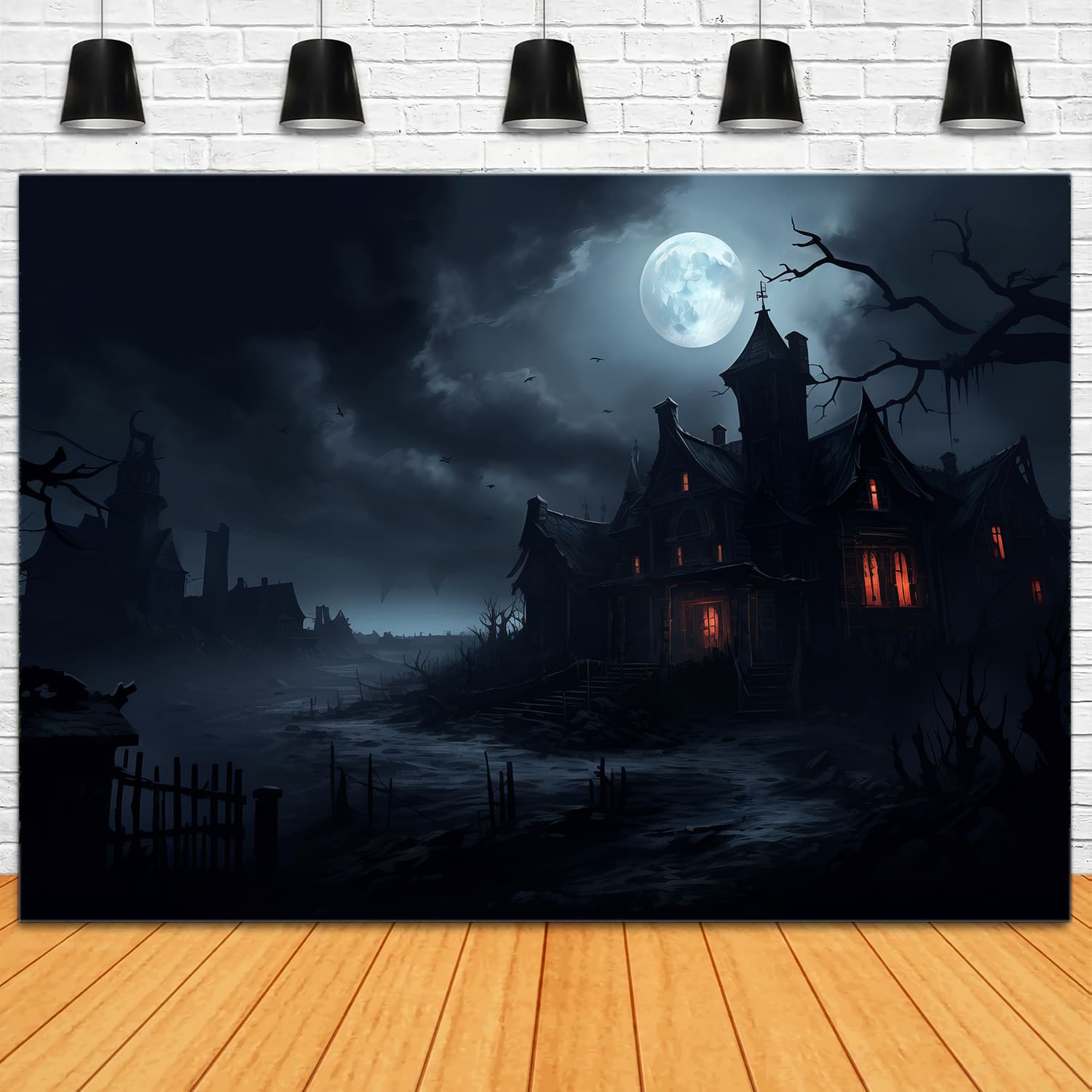 Halloween Mond Spukhaus Fotografie Hintergrund RR7-72
