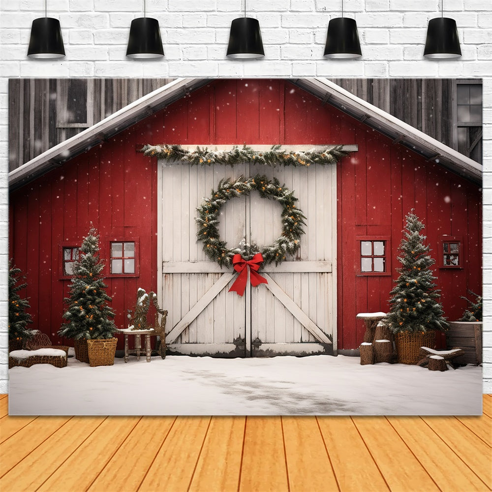 Weihnachtsbaumkranz Holzhaus Hintergrund RR7-722