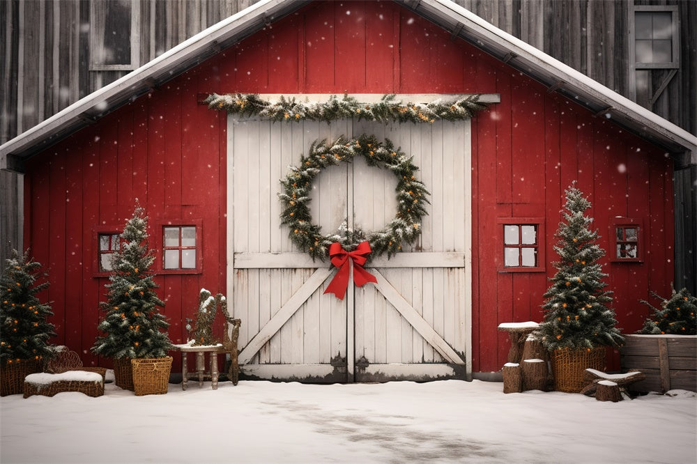 Weihnachtsbaumkranz Holzhaus Hintergrund RR7-722