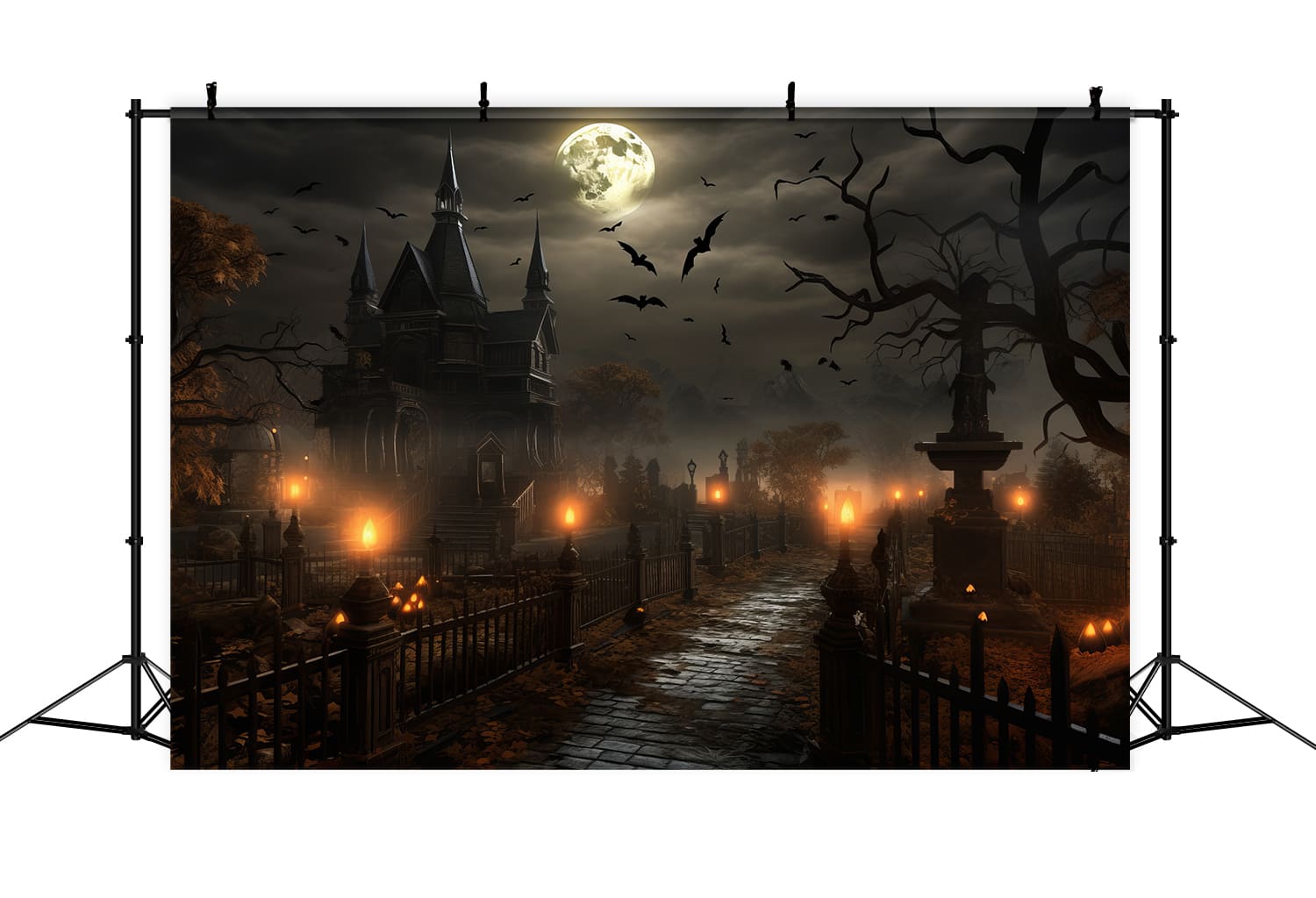 Halloween Gespenstische Nacht Böser Kürbis Fotohintergrund RR7-73