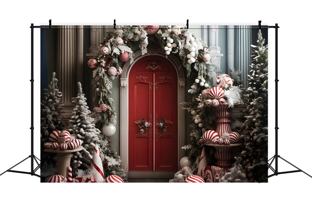 Weihnachtsbaumkugeln Kranz Türhintergrund RR7-749