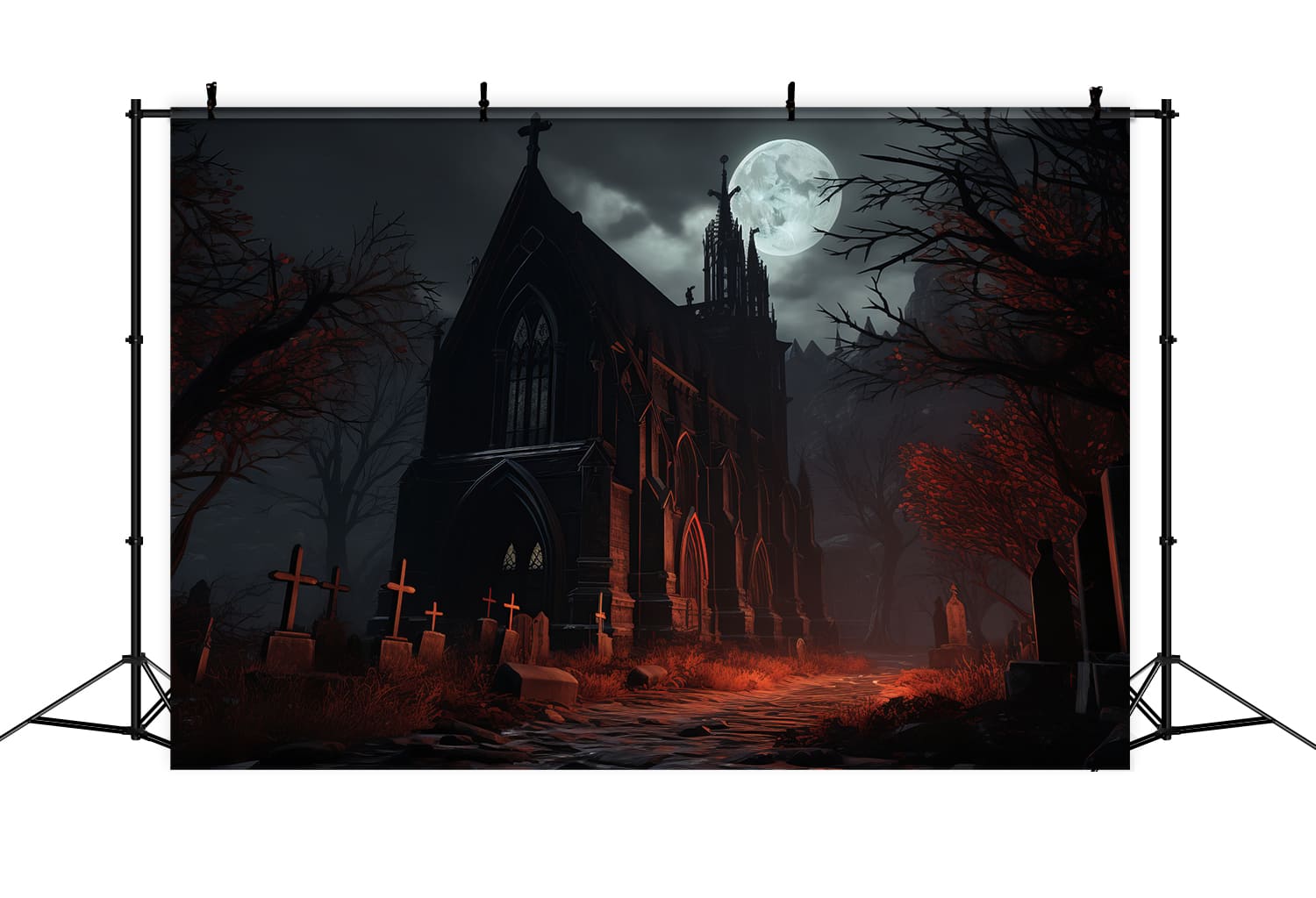 Gotisches Schloss Vollmond Halloween Hintergrund RR7-75