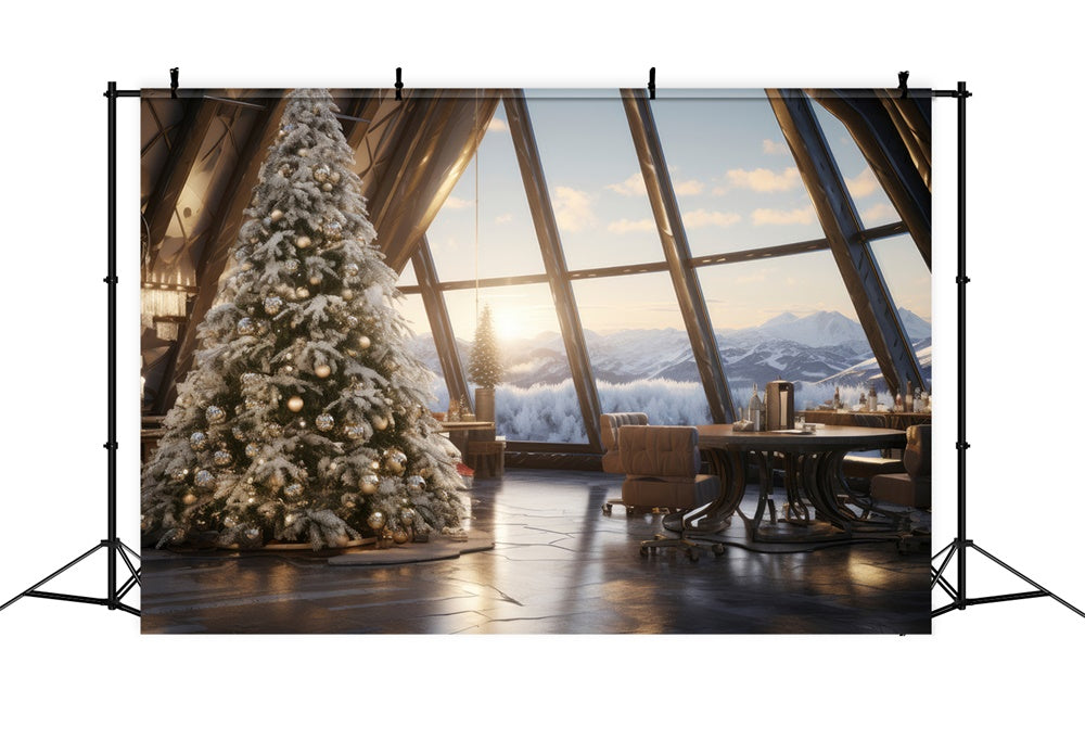 Weihnachtsbaum Fenster Bergblick Hintergrund RR7-754