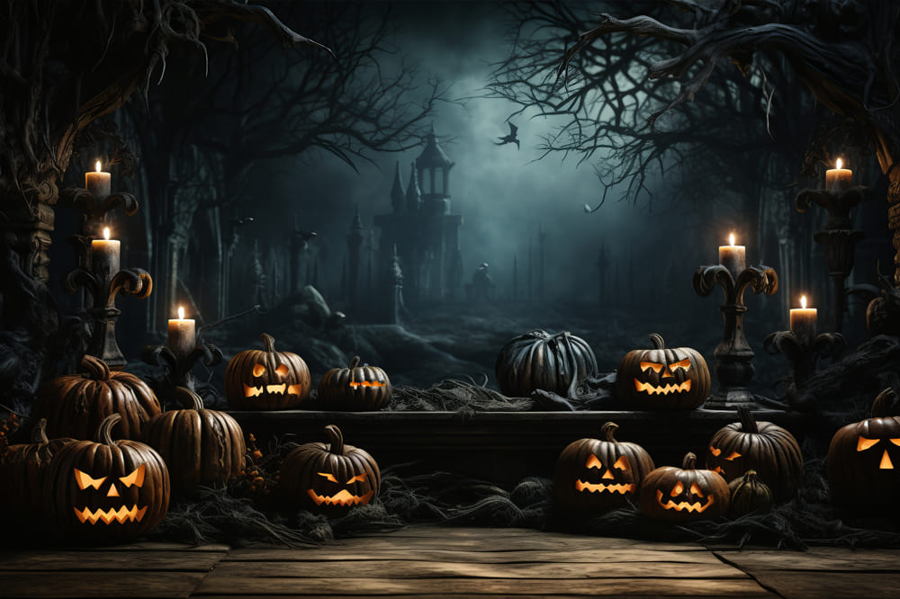 Halloween Glühende Kürbisse Fotohintergrund RR7-77