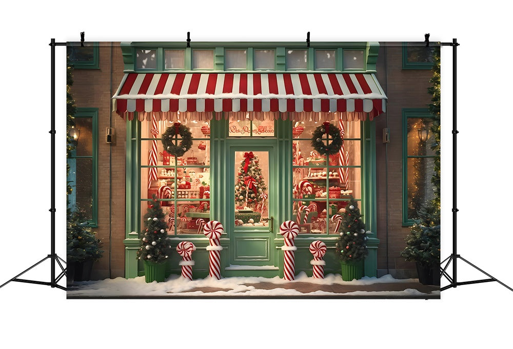 Weihnachten Grün Candy Shop Tür Hintergrund RR7-791