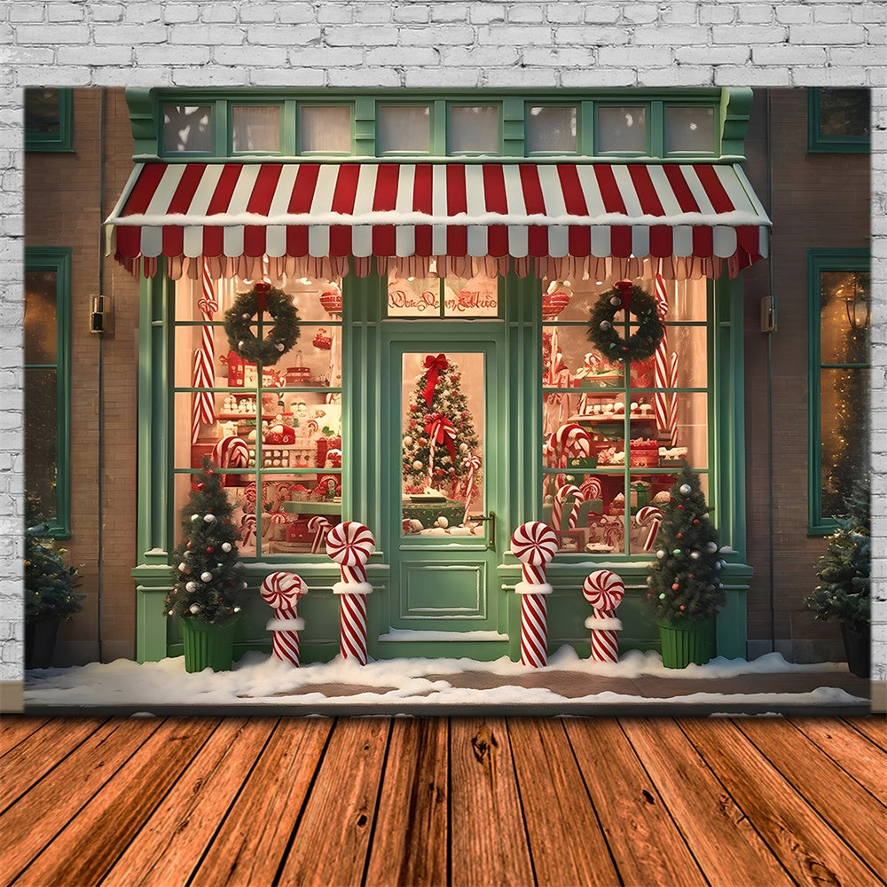 Weihnachten Grün Candy Shop Tür Hintergrund RR7-791