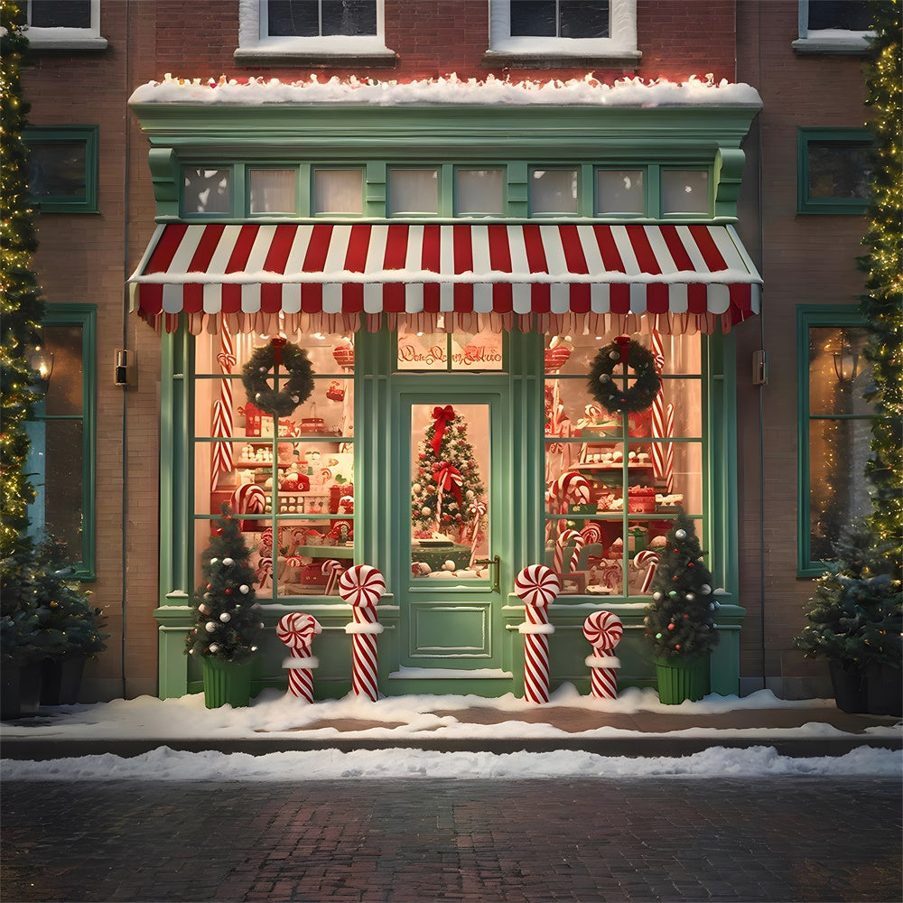 Weihnachten Grün Candy Shop Tür Hintergrund RR7-791