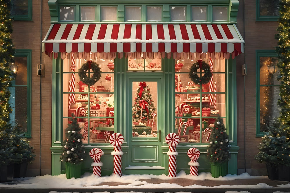 Weihnachten Grün Candy Shop Tür Hintergrund RR7-791