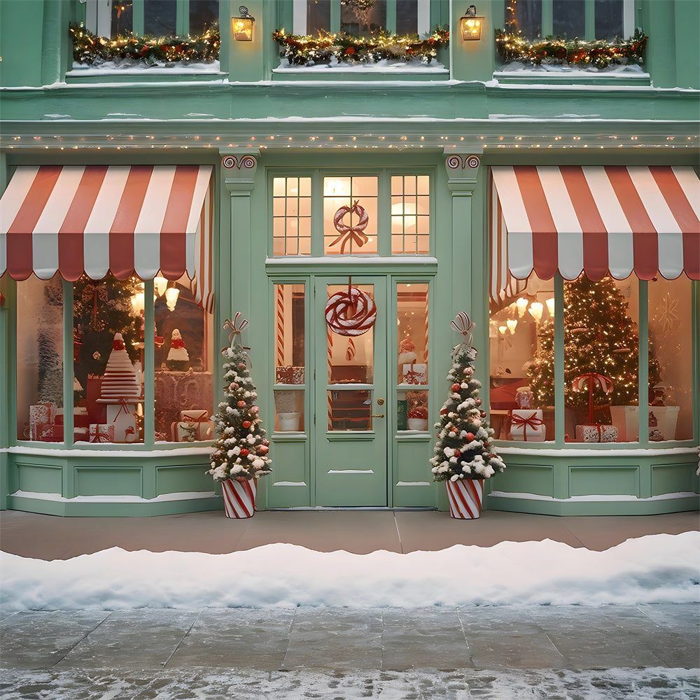 Weihnachten Candy Store Haustür Hintergrund RR7-792