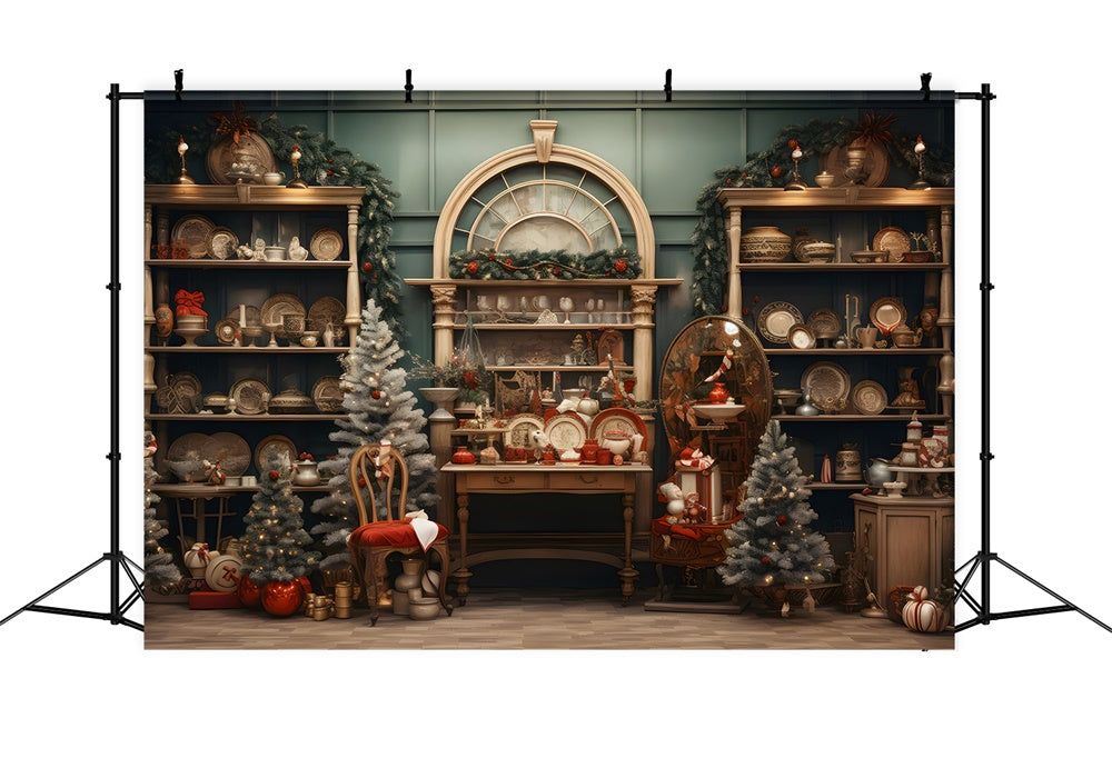 Weihnachtsladen Holzregal Hintergrund RR7-793