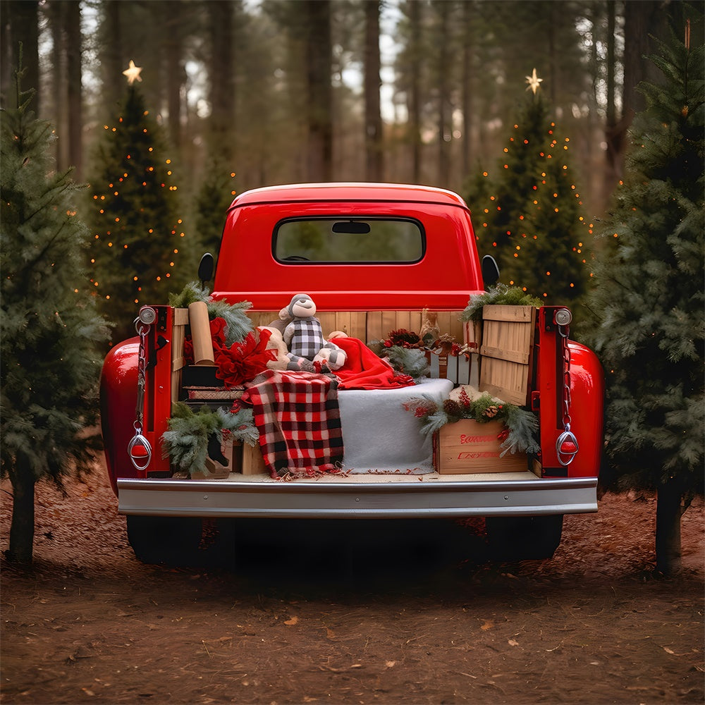 Weihnachtsbaumfarm Roter LKW Hintergrund RR7-795