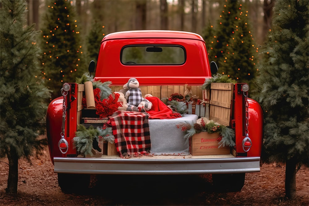 Weihnachtsbaumfarm Roter LKW Hintergrund RR7-795