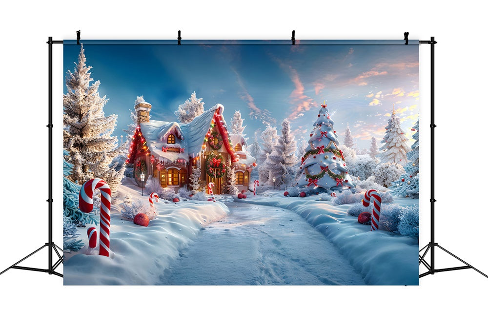 Weihnachtswunderland Süßigkeiten Haus Hintergrund RR7-816