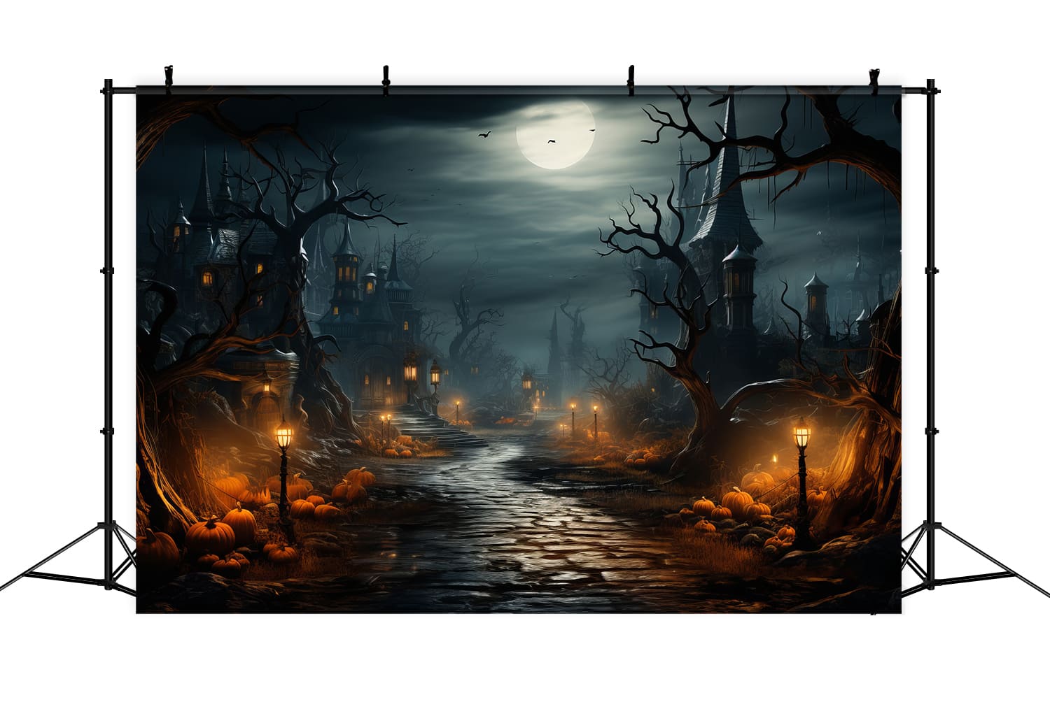 Halloween Kürbis Mond Nacht Fotografie Hintergrund RR7-82
