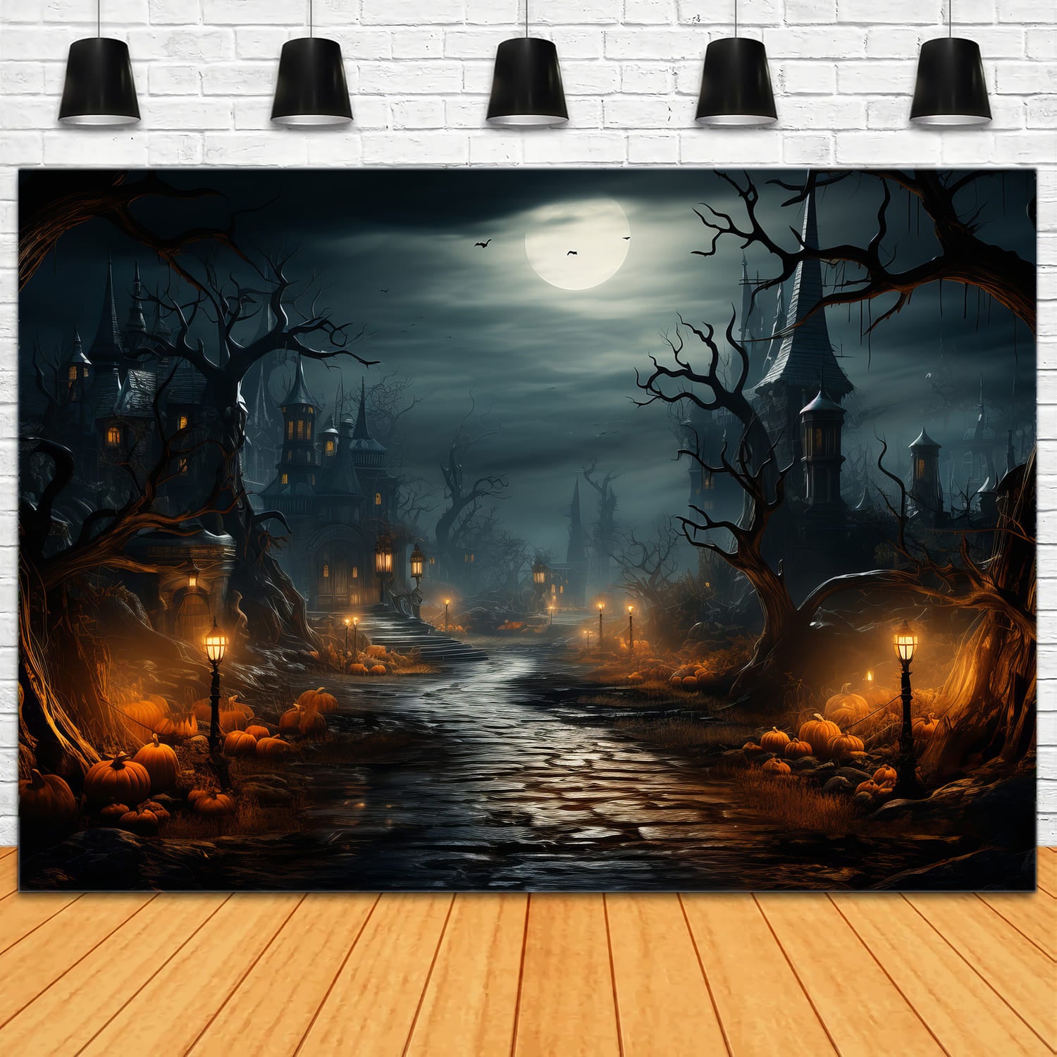 Halloween Kürbis Mond Nacht Fotografie Hintergrund RR7-82