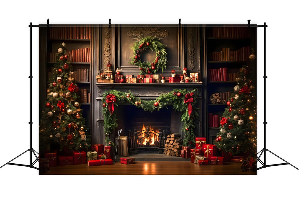 Weihnachtsbaum Wohnzimmer Kamin Hintergrund RR7-820