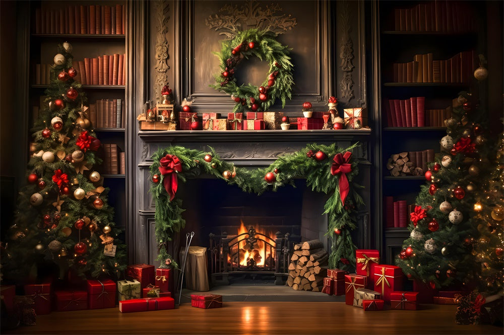 Weihnachtsbaum Wohnzimmer Kamin Hintergrund RR7-820