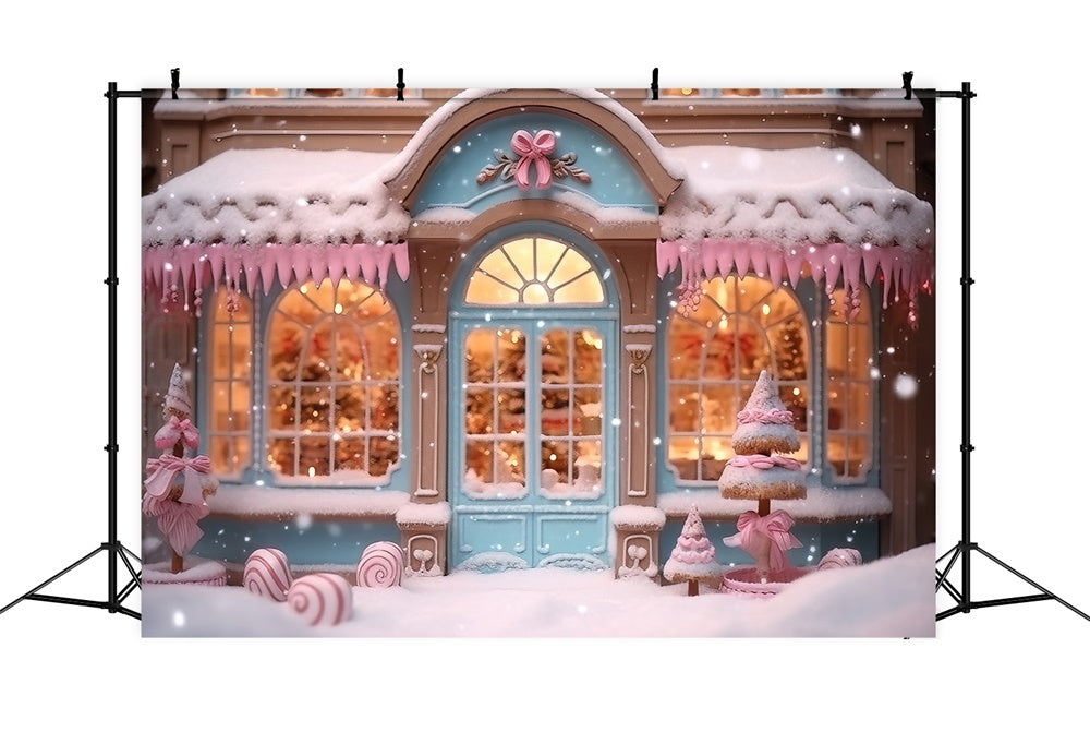 Rosa Candy Store Schneeflocke Weihnachten Hintergrund RR7-834