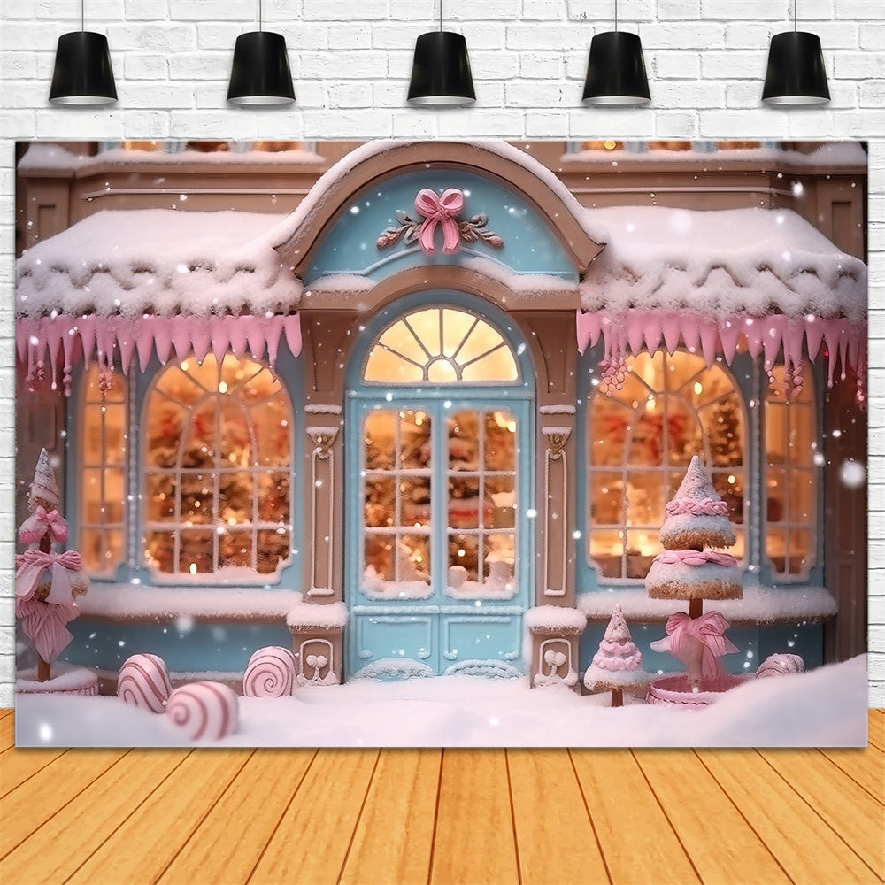 Rosa Candy Store Schneeflocke Weihnachten Hintergrund RR7-834