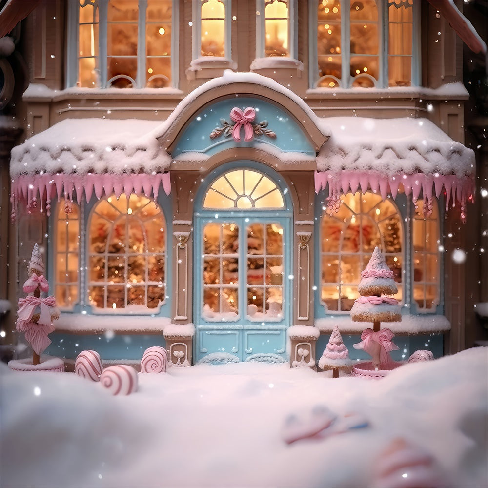 Rosa Candy Store Schneeflocke Weihnachten Hintergrund RR7-834