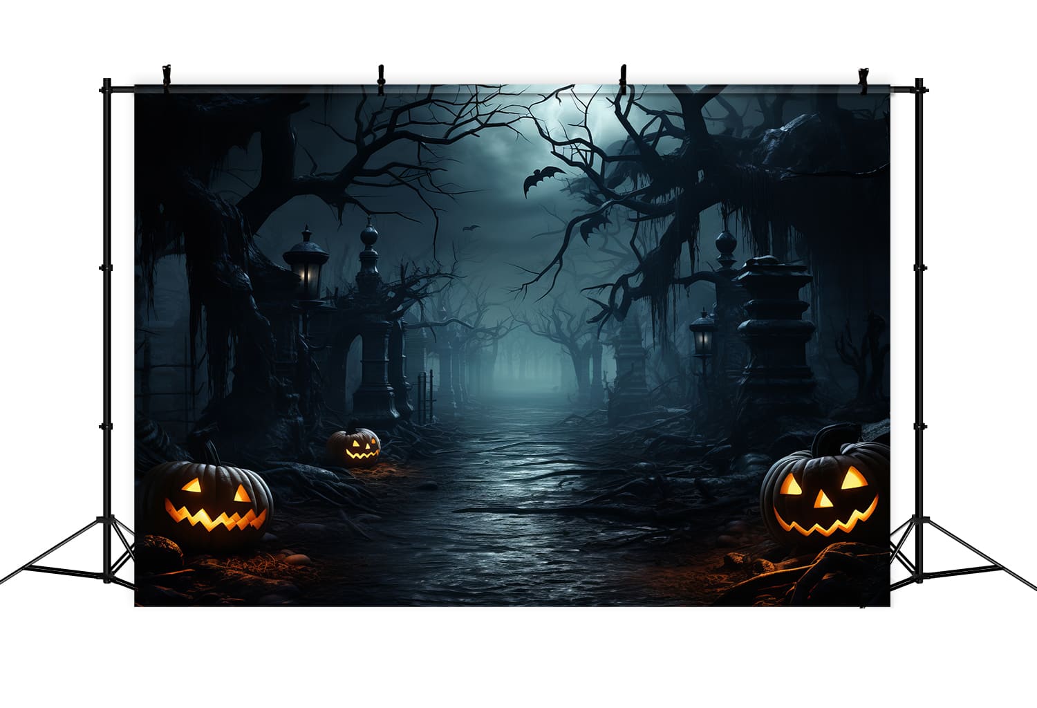 Halloween Horror Wald Böse Kürbisse Backdrop RR7-84