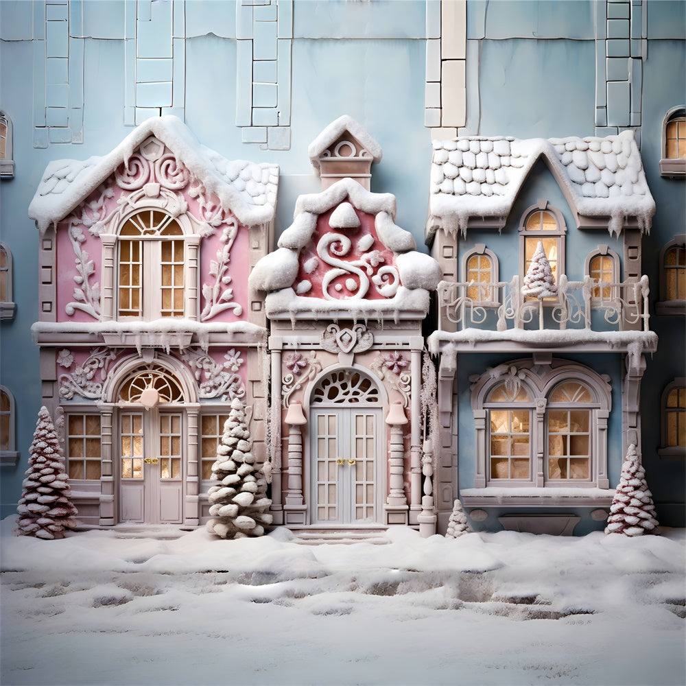 Weihnachtsbaum Schnee Candy House Hintergrund RR7-844