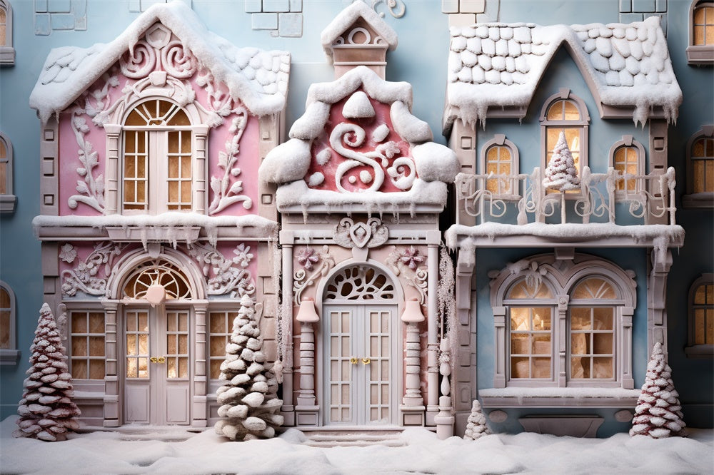 Weihnachtsbaum Schnee Candy House Hintergrund RR7-844