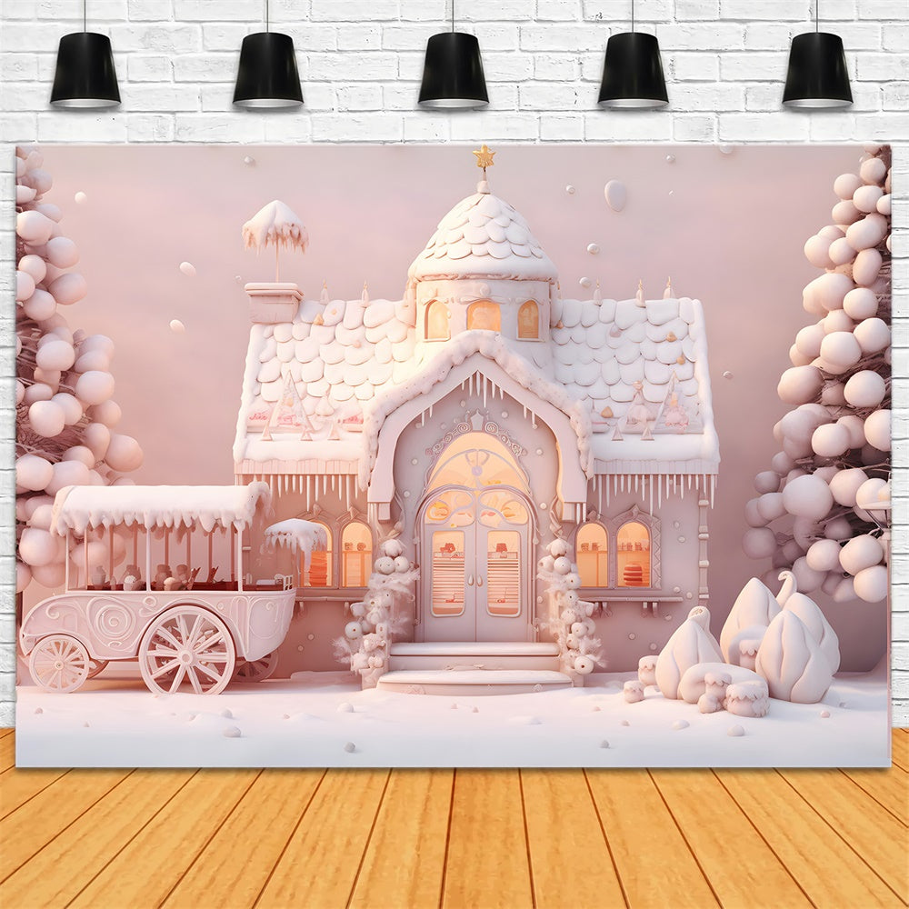 Rosa Weihnachten Candy Cart Haus Hintergrund RR7-846