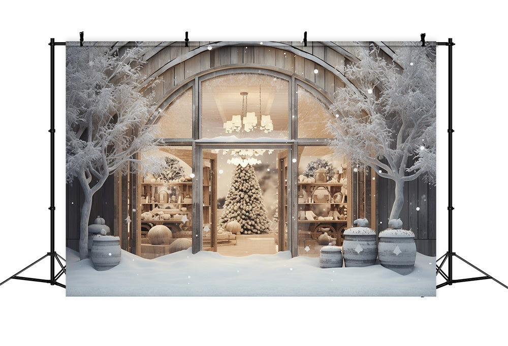 Weihnachten Schaufenster Schnee Kulisse Hintergrund RR7-851